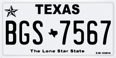TX license plate BGS7567