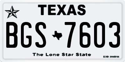 TX license plate BGS7603