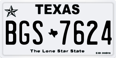 TX license plate BGS7624