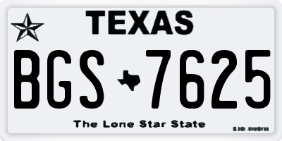 TX license plate BGS7625