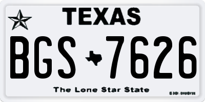 TX license plate BGS7626