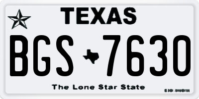 TX license plate BGS7630