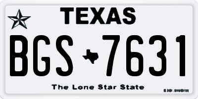 TX license plate BGS7631