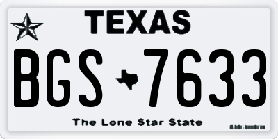 TX license plate BGS7633