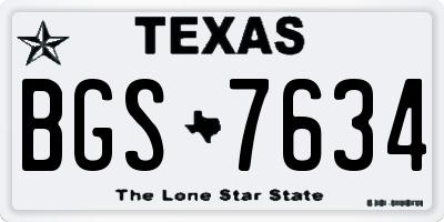 TX license plate BGS7634