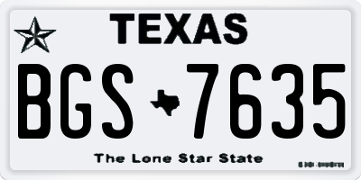 TX license plate BGS7635