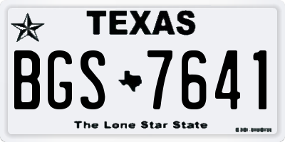 TX license plate BGS7641
