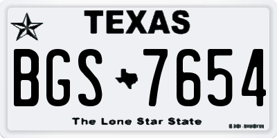 TX license plate BGS7654