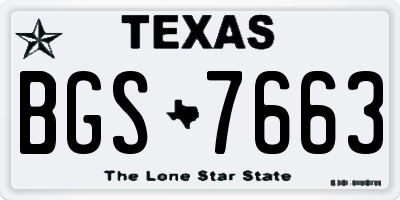TX license plate BGS7663