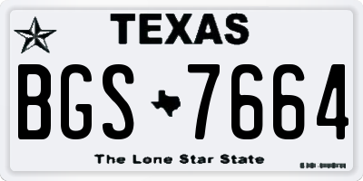 TX license plate BGS7664