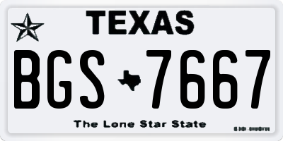 TX license plate BGS7667