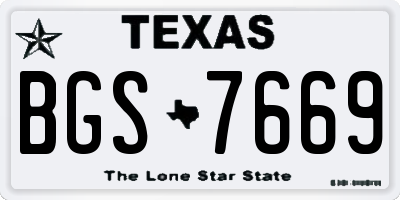 TX license plate BGS7669
