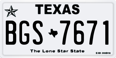 TX license plate BGS7671