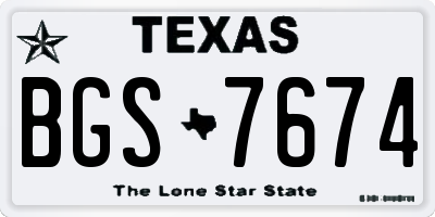 TX license plate BGS7674