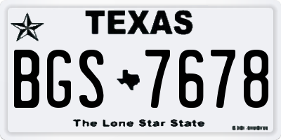 TX license plate BGS7678