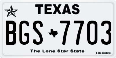 TX license plate BGS7703