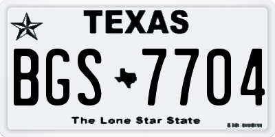 TX license plate BGS7704