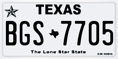 TX license plate BGS7705