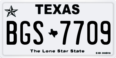 TX license plate BGS7709