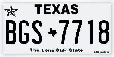 TX license plate BGS7718