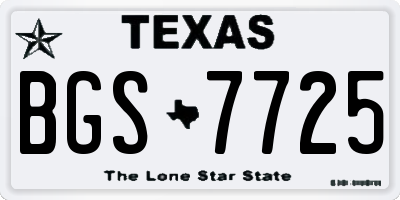 TX license plate BGS7725
