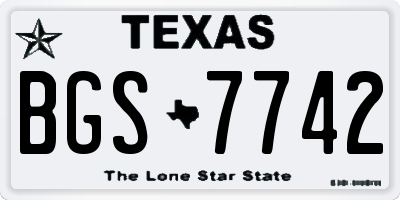 TX license plate BGS7742