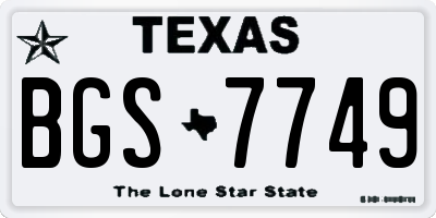 TX license plate BGS7749