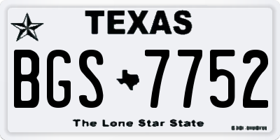 TX license plate BGS7752