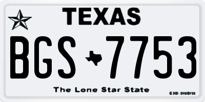 TX license plate BGS7753