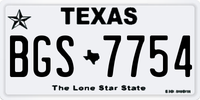 TX license plate BGS7754