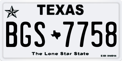TX license plate BGS7758