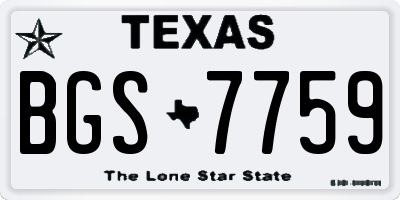 TX license plate BGS7759