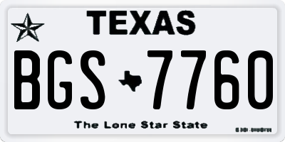 TX license plate BGS7760