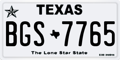 TX license plate BGS7765