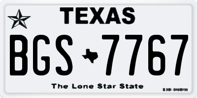 TX license plate BGS7767