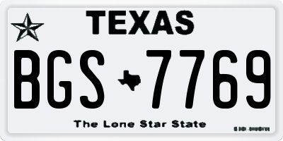 TX license plate BGS7769
