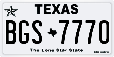 TX license plate BGS7770