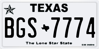 TX license plate BGS7774