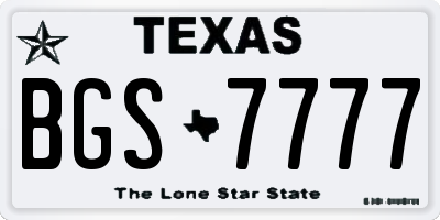 TX license plate BGS7777
