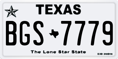 TX license plate BGS7779