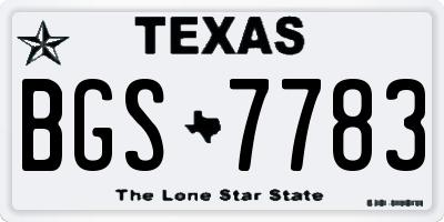 TX license plate BGS7783