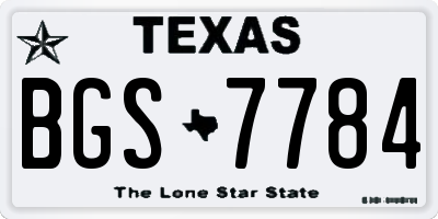 TX license plate BGS7784