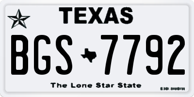 TX license plate BGS7792