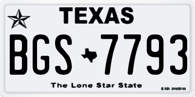 TX license plate BGS7793