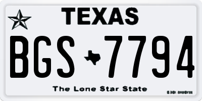TX license plate BGS7794