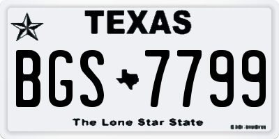 TX license plate BGS7799