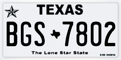 TX license plate BGS7802