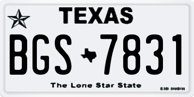TX license plate BGS7831