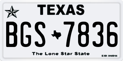TX license plate BGS7836