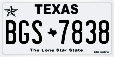 TX license plate BGS7838